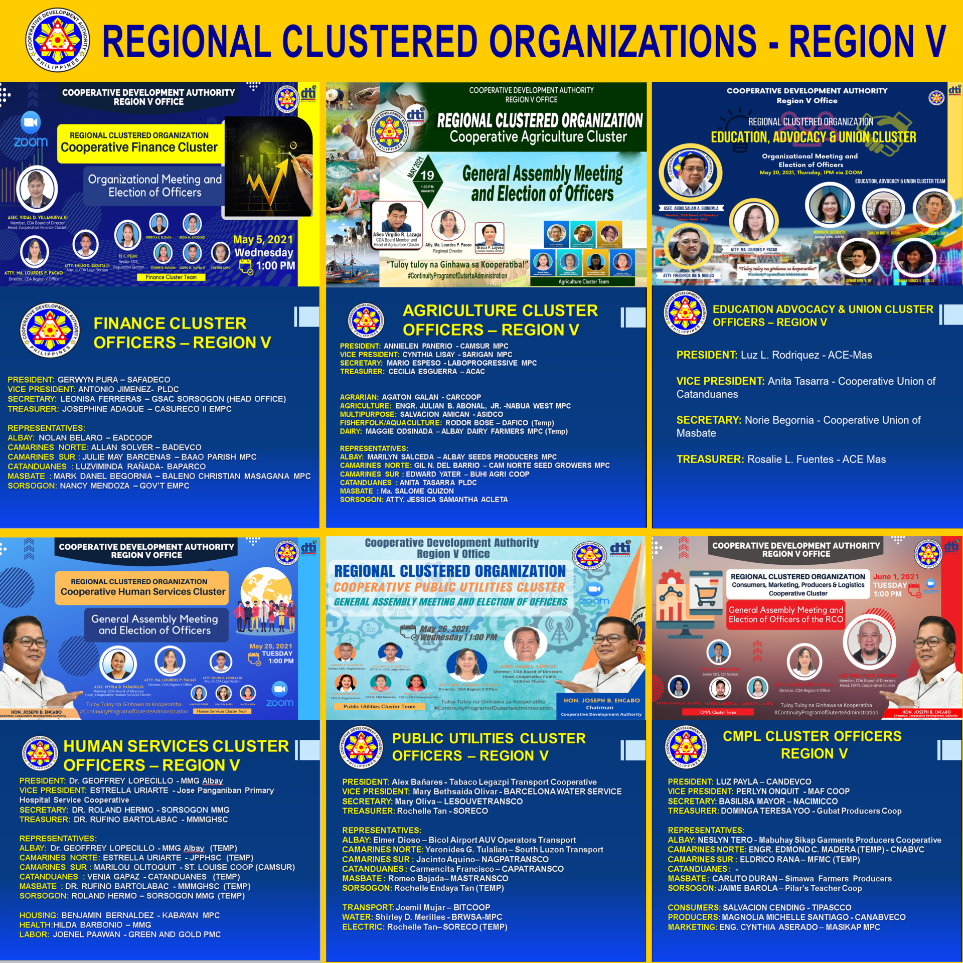 Bicol Elected Officers for 6 RCOs